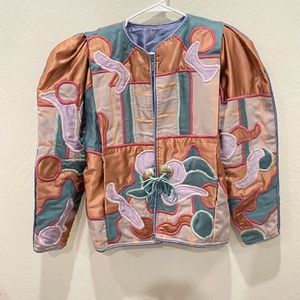 La Collecion Judith Roberts Colorful abstract appliqué Jacket Medium 1980